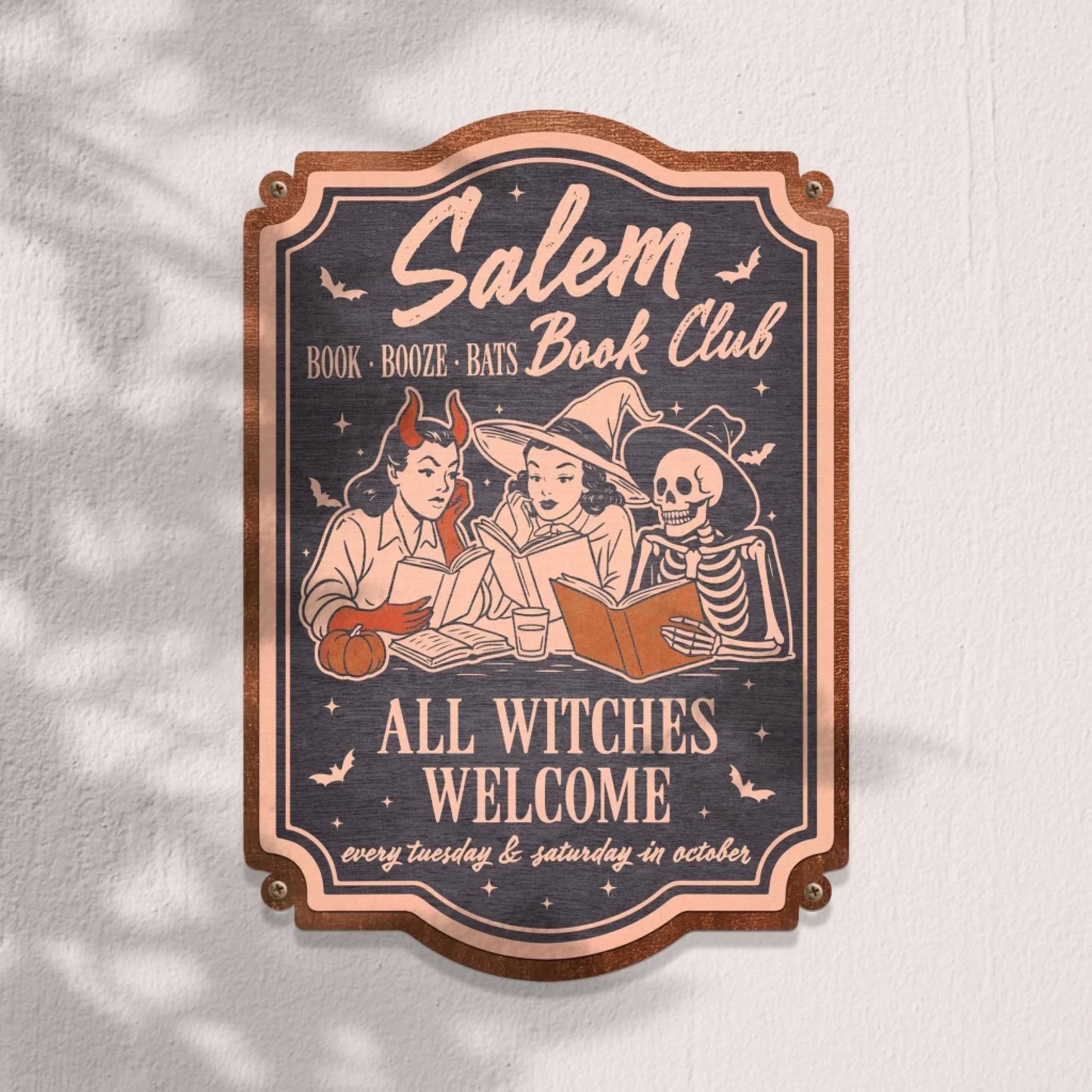 Salem Book Club Metal Sign - Gift Idea For Book Lover - All Witches Welcome