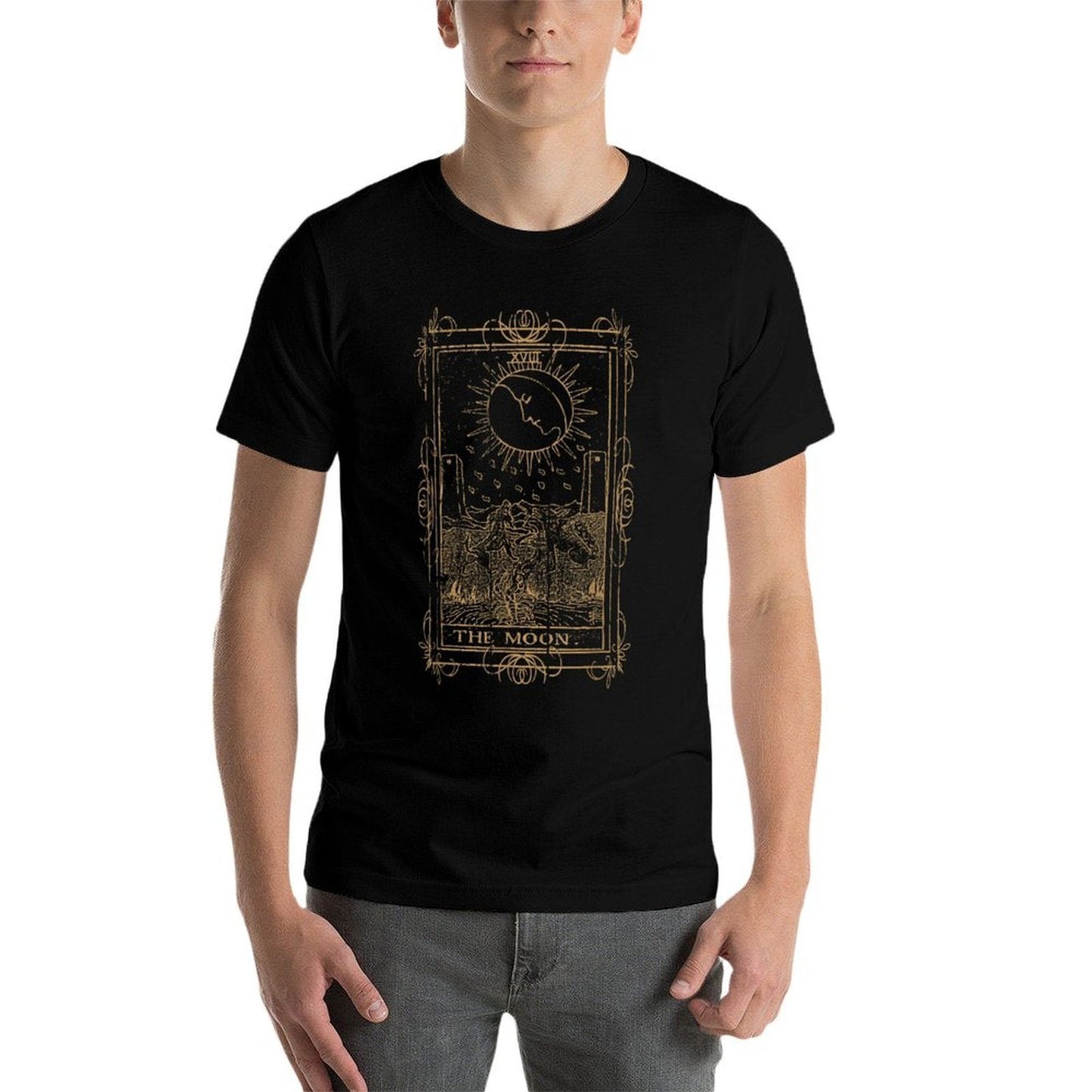 Goth Clothing Tarot Card The Moon Witchy Occult Clothes  Graphic-printed T-Shirt